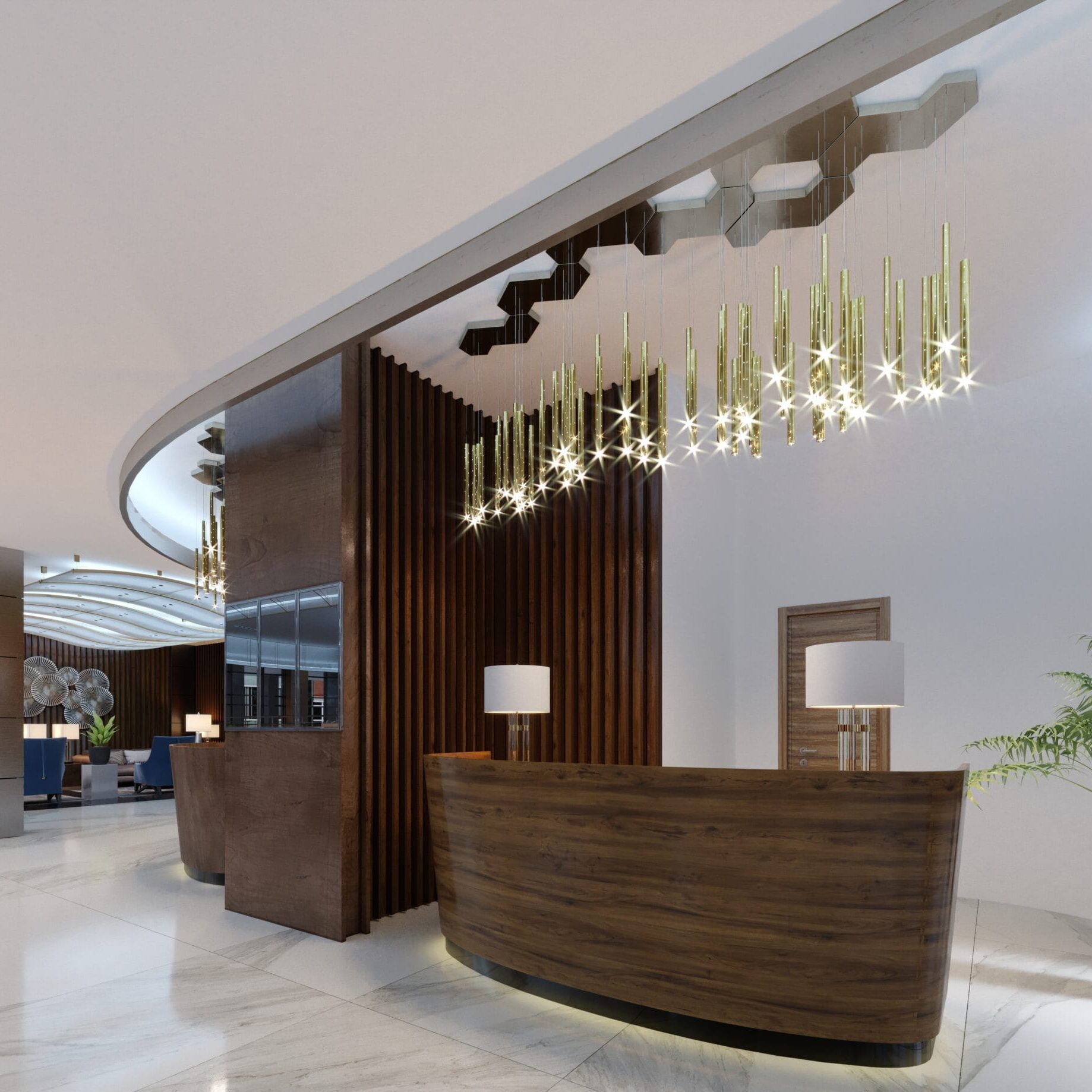 Reception area of a modern hotel